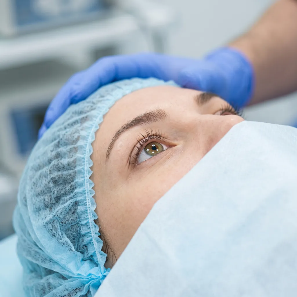Lasik göz ameliyatı öncesi steril ameliyathane hazırlığı ve hasta konforu